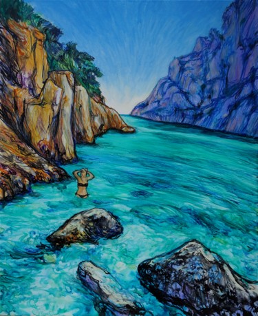 Картина под названием "Calanque paradise" - Etzi, Подлинное произведение искусства, Масло