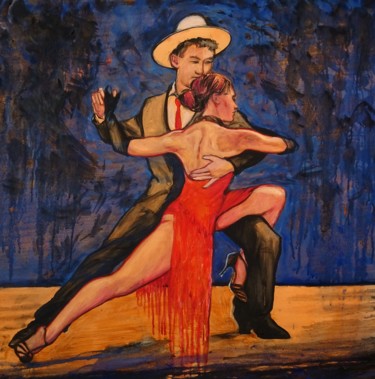 Pintura intitulada "blue tango blue" por Etzi, Obras de arte originais, Óleo