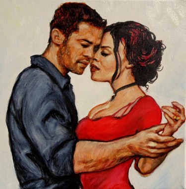 Pittura intitolato "los tangueros. tango" da Etzi, Opera d'arte originale, Olio