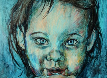 Картина под названием "baby blues" - Etzi, Подлинное произведение искусства, Масло