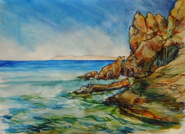 "plage de Vaï - Crète" başlıklı Tablo Etzi tarafından, Orijinal sanat, Suluboya