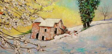 Pintura titulada "dernière neige" por Etzi, Obra de arte original, Oleo