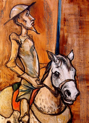 Pintura titulada "don Quichotte et Ro…" por Etzi, Obra de arte original, Oleo