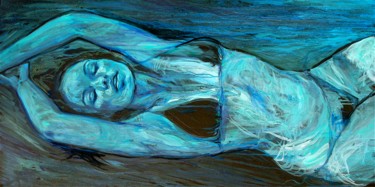 Картина под названием "sous l eau" - Etzi, Подлинное произведение искусства, Масло