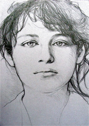 Drawing titled "camille" by Etzi, Original Artwork, Conté