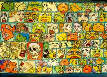 Peinture intitulée "le mur des lamentat…" par Etzi, Œuvre d'art originale