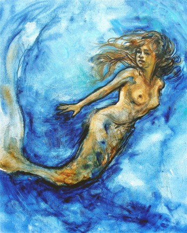 Peinture intitulée "entre deux eaux" par Etzi, Œuvre d'art originale