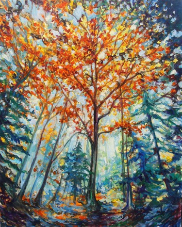 Peinture intitulée "automne" par Etzi, Œuvre d'art originale