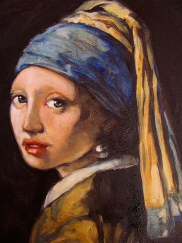Peinture intitulée "merci Vermeer" par Etzi, Œuvre d'art originale, Huile