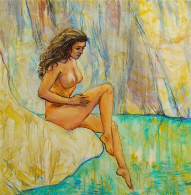 Painting titled "Vénus au bain" by Etzi, Original Artwork, Oil