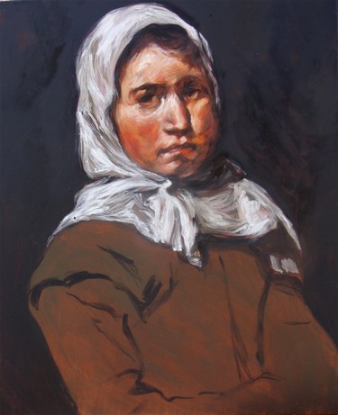 Painting titled "la Contadina" by Etzi, Original Artwork, Oil