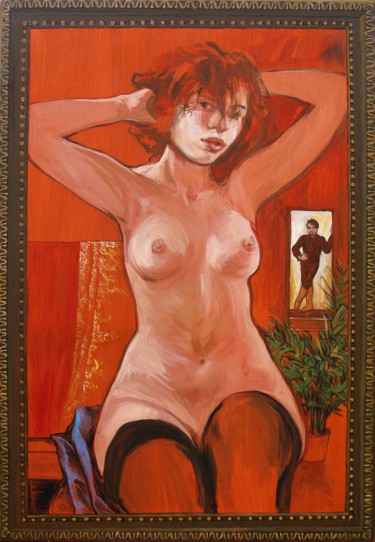 绘画 标题为“femme au miroir” 由Etzi, 原创艺术品, 油