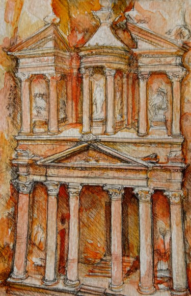 Painting titled "Petra" by Etzi, Original Artwork, Watercolor