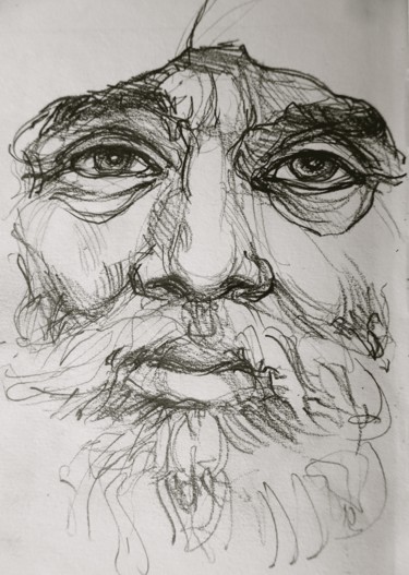 Dessin intitulée "le sikh" par Etzi, Œuvre d'art originale, Crayon