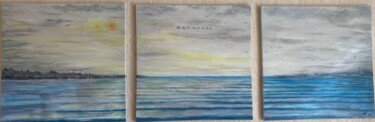 Painting titled "Horizon sur un mond…" by Eucharilxtonw, Original Artwork, Acrylic Mounted on Wood Stretcher frame
