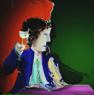 Arte digital titulada "Hombre con copa" por Euclides Bernasconi Castellano, Obra de arte original, Trabajo Digital 2D
