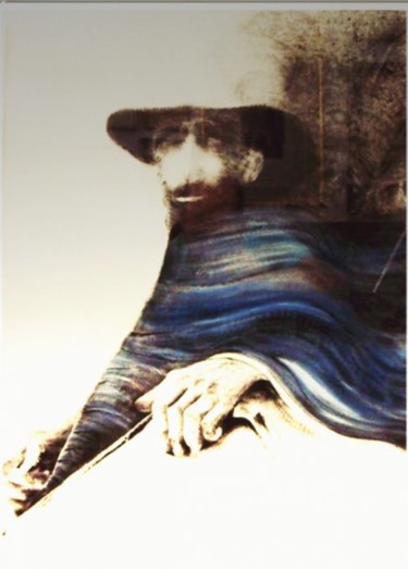 Pintura titulada "Poncho celeste" por Euclides Bernasconi Castellano, Obra de arte original