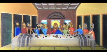 Painting titled "Last supper" by Eue Trokhidou, Original Artwork, Tempera
