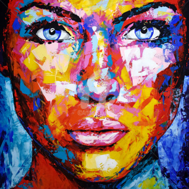 Painting titled "Original 44 face po…" by Eugen Dick, Original Artwork, Acrylic