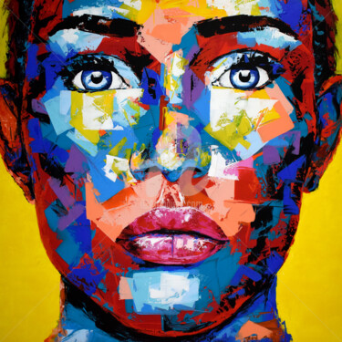Peinture intitulée "Original 55 face po…" par Eugen Dick, Œuvre d'art originale, Acrylique