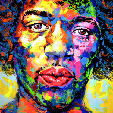 Pittura intitolato "Jimi Hendrix origin…" da Eugen Dick, Opera d'arte originale, Acrilico