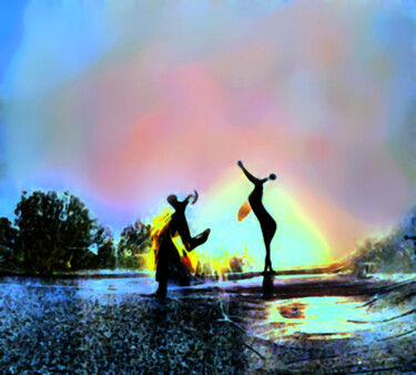 Digitale Kunst mit dem Titel "Dancing in the Gold…" von Eugen Matzota (Mandello), Original-Kunstwerk, KI-generiertes Bild