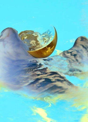 Digitale Kunst getiteld "Golden Moons and Bl…" door Eugen Matzota (Mandello), Origineel Kunstwerk, AI gegenereerde afbeelding