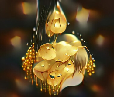 Digital Arts titled "Golden Rain Drops" by Eugen Matzota (Mandello), Original Artwork, Digital Painting