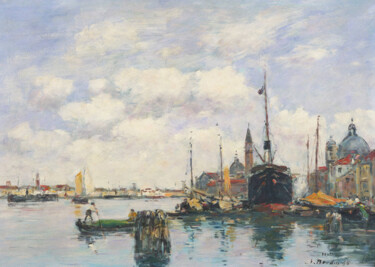 Pintura titulada "Venise - paysage ma…" por Eugène Boudin, Obra de arte original, Oleo