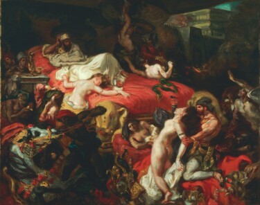 Pintura intitulada "La mort de Sardanap…" por Eugene Delacroix, Obras de arte originais, Óleo