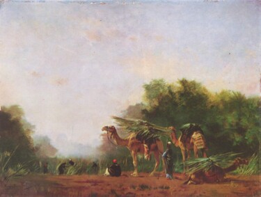 Schilderij getiteld "Arabes" door Eugène Fromentin, Origineel Kunstwerk, Olie