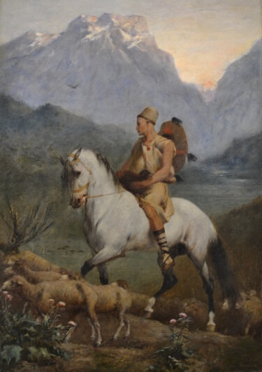 Malerei mit dem Titel "Berger kabyle" von Eugène Fromentin, Original-Kunstwerk, Öl