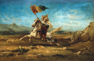 Pintura intitulada "Le porte-étendard" por Eugène Fromentin, Obras de arte originais, Óleo