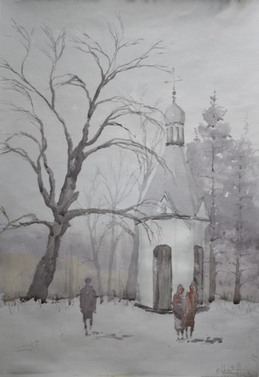 Картина под названием "Nikopol cityscape.…" - Eugene Gorbachenko, Подлинное произведение искусства, Акварель