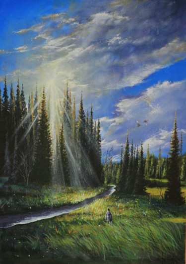 Картина под названием "Rays of goodness (2…" - Eugene Gorbachenko, Подлинное произведение искусства, Акрил Установлен на Дер…