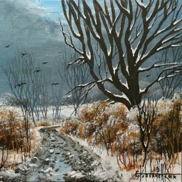 Картина под названием "WINTER ROAD ACRYLIC…" - Eugene Gorbachenko, Подлинное произведение искусства, Акрил