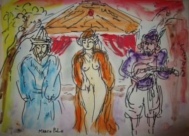 Картина под названием "Marco Polo en Chine" - Eugenio Otero Vilchez, Подлинное произведение искусства, Масло