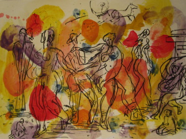 Peinture intitulée "Personnages surréal…" par Eugenio Otero Vilchez, Œuvre d'art originale, Huile