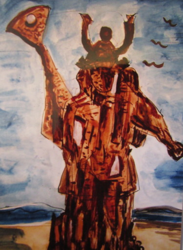 Peinture intitulée "Samouraï" par Eugenio Otero Vilchez, Œuvre d'art originale, Huile