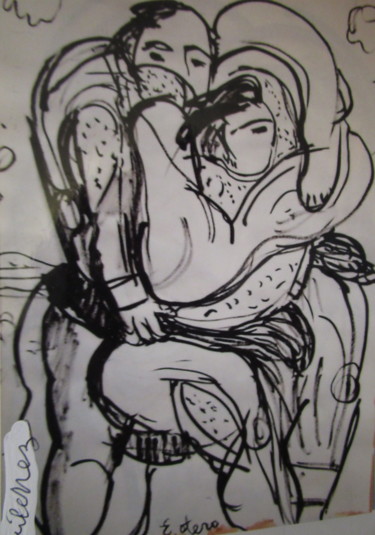 Drawing titled "Sumos" by Eugenio Otero Vilchez, Original Artwork, Ink