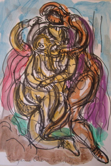 Peinture intitulée "Amoureux grecs3" par Eugenio Otero Vilchez, Œuvre d'art originale, Huile