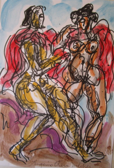 Peinture intitulée "Amoureux grecs5" par Eugenio Otero Vilchez, Œuvre d'art originale, Huile