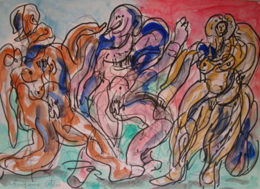 Pittura intitolato "Personnages" da Eugenio Otero Vilchez, Opera d'arte originale, Olio