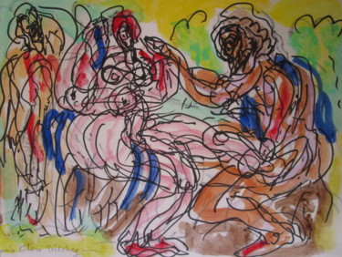 Peinture intitulée "Personnages2" par Eugenio Otero Vilchez, Œuvre d'art originale, Huile