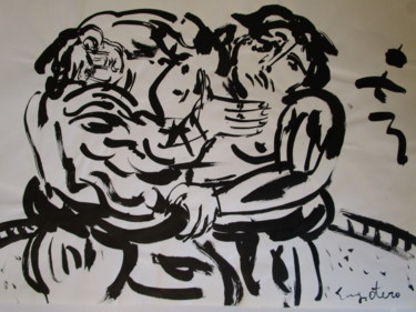 Disegno intitolato "Sumos" da Eugenio Otero Vilchez, Opera d'arte originale, Inchiostro