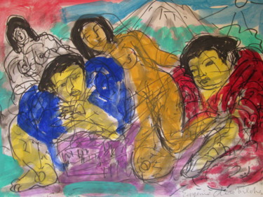 Peinture intitulée "Rêve de sumos" par Eugenio Otero Vilchez, Œuvre d'art originale, Huile