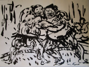 Tekening getiteld "Sumos" door Eugenio Otero Vilchez, Origineel Kunstwerk, Inkt