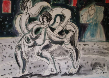 Peinture intitulée "Sumos" par Eugenio Otero Vilchez, Œuvre d'art originale, Huile