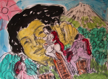 Painting titled "Rêve du sumo" by Eugenio Otero Vilchez, Original Artwork, Oil