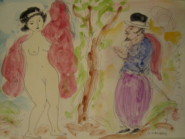 Pintura intitulada "Namban au Japon" por Eugenio Otero Vilchez, Obras de arte originais, Óleo